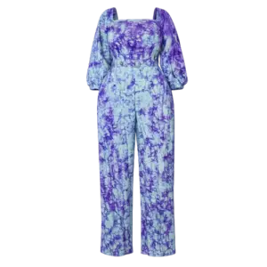 Combinaison “Ciel d’Afrique” – Tie‑Dye Violet & Bleu